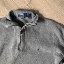 Polo Ralph Lauren Men's Gray Cotton Knit 1/2 Zip Pullover Sweater Mock Neck S