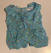Build a Bear Rare Romper Playsuit Blue Polka Dot Ruffle 1-Piece Girl