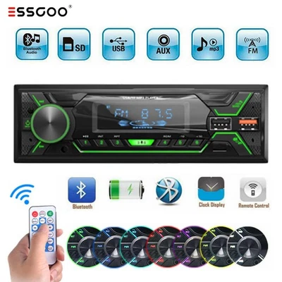 ESSGOO Single 1 Din MP3 Car Stereo Radio Player Bluetooth In-dash Head Unit FM/USB/AUX