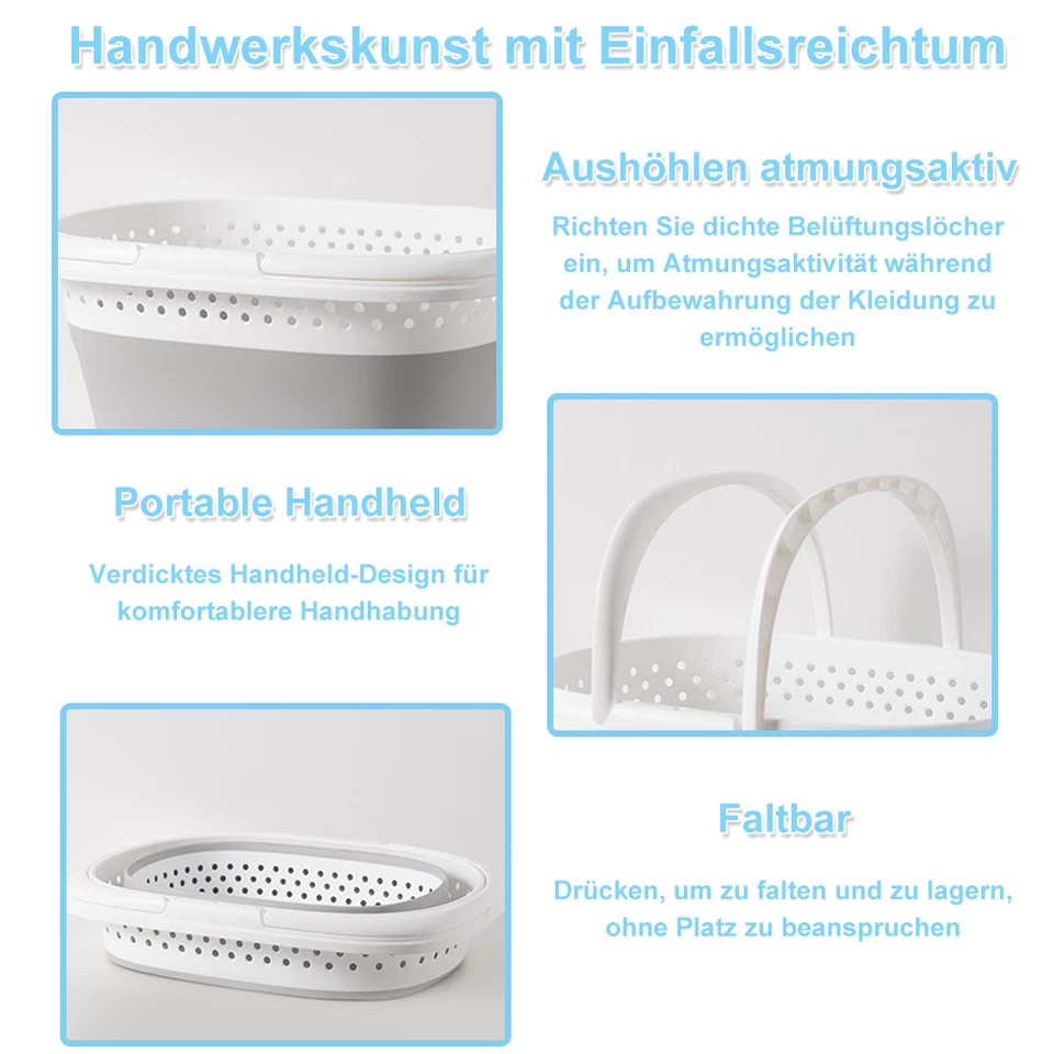 Wäschekorb Faltbar Wäschesammler Wäschebox Wäschetonne Aufbewahrungskorb Stabil - Bild 4 von 4