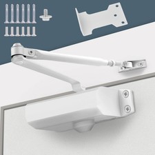White Automatic Door Closer for Home with Hold Open, Hydraulic Soft Close Doo...
