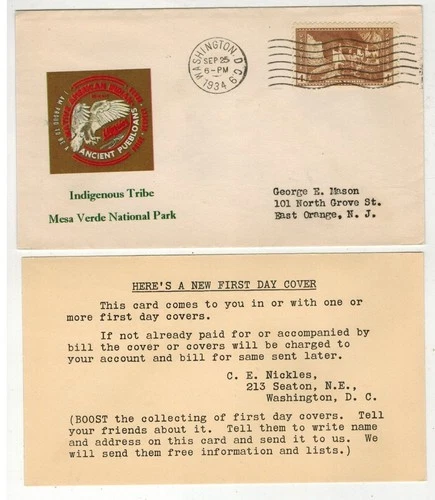 1934 NATIONAL PARKS 743 INDIGENOUS INDIANS RARE HPS ADDON 1/1 MESA VERDE NM