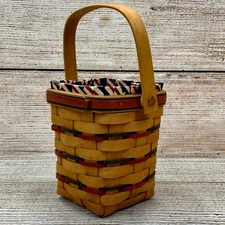 Longaberger Basket 1995 Handwoven Dresden Patriotic Stars Stripes Liner