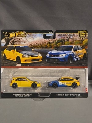 Hot Wheels 1999 Honda Civic Type R Ek9 & Honda Civic Type R 2-Pack Premium Set.