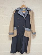 White Stuff Trench Coat Cotton Blend Beige Blue Colour Block Women's UK 10