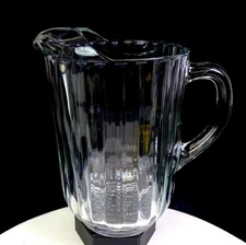 Jeannette Glass National Clear Ribbed Heavy 63oz Vintage 7 1/2" Pitcher 1947-
