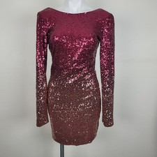 FashionNovaRedGold HalfBacklessBoatNecklineLongSleeveSheathDress Women'sSizeL/XL