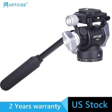 Professional Tripod Head Video Head, Tripod Fluid Head Pan Tilt Head W/ QR Plate