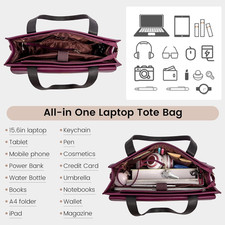 Laptop Bag for Women 15.6 Inch Tote Work Professional Leather Computer Briefc...
