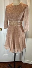 leena for Mac Duggal Shimmer Infused Pleated Mini Dress Rose Gold Size 2 #30749