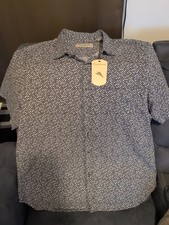 Tommy Bahama Men's Size XL Black Cotton Diamond Print Sport Camp Shirt 110 NWT