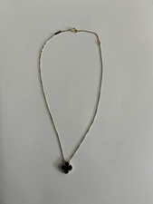 Van Cleef  Arpels Vintage Alhambra Necklace Pendant 18K Yellow Gold Onyx VCA