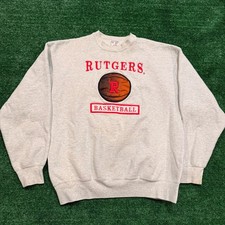 Vintage 90s Rutgers University Basketball Crewneck Sweatshirt Sz L