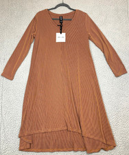 Agnes & Dora V-Neck Hi-Lo Long Sleeve Rib Dress (Pumpkin) – Size L (NWT)