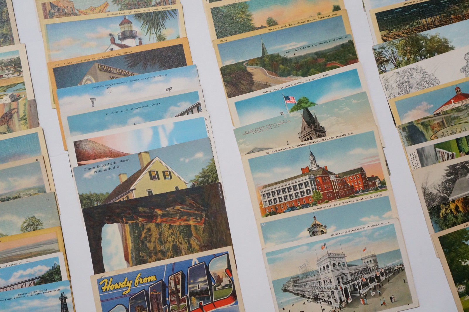 Vintage POSTCARDS Lot 50 Unused Standard Size USA 1907-1950 Old View Unposted