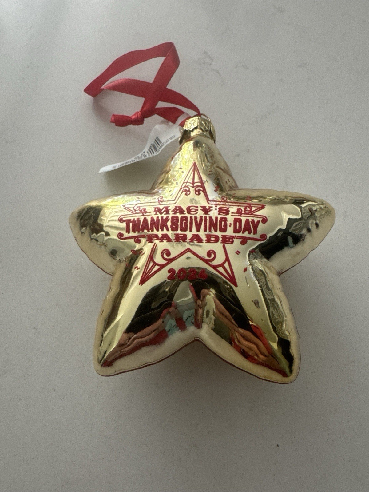 2024 Macy's Thanksgiving Day Parade Gold Glass Balloon Star Ornament