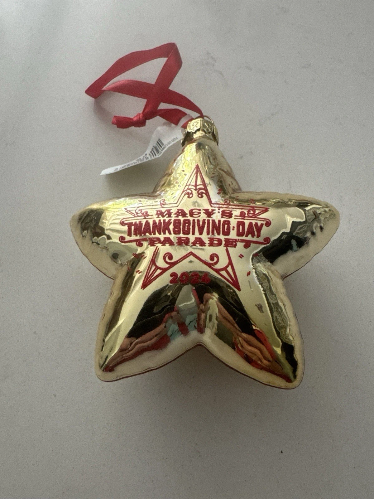 2024 Macy's Thanksgiving Day Parade Gold Glass Balloon Star Christmas Ornament