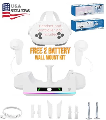 YJ For Meta Quest 3S/ 3 Headset Controller Charging Dock Charger Stand Station RGB