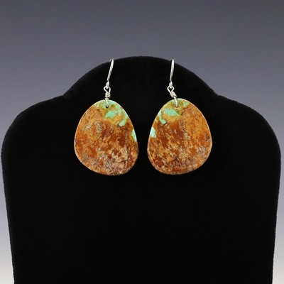 NATIVE AMERICAN SANTO DOMINGO KEWA TURQUOISE EARRINGS BY RONALD CHAVEZ