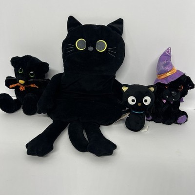 Lot of 4 Black Cat Plush Halloween Russ Berrie Chococat itty bittys CuckooL Pad