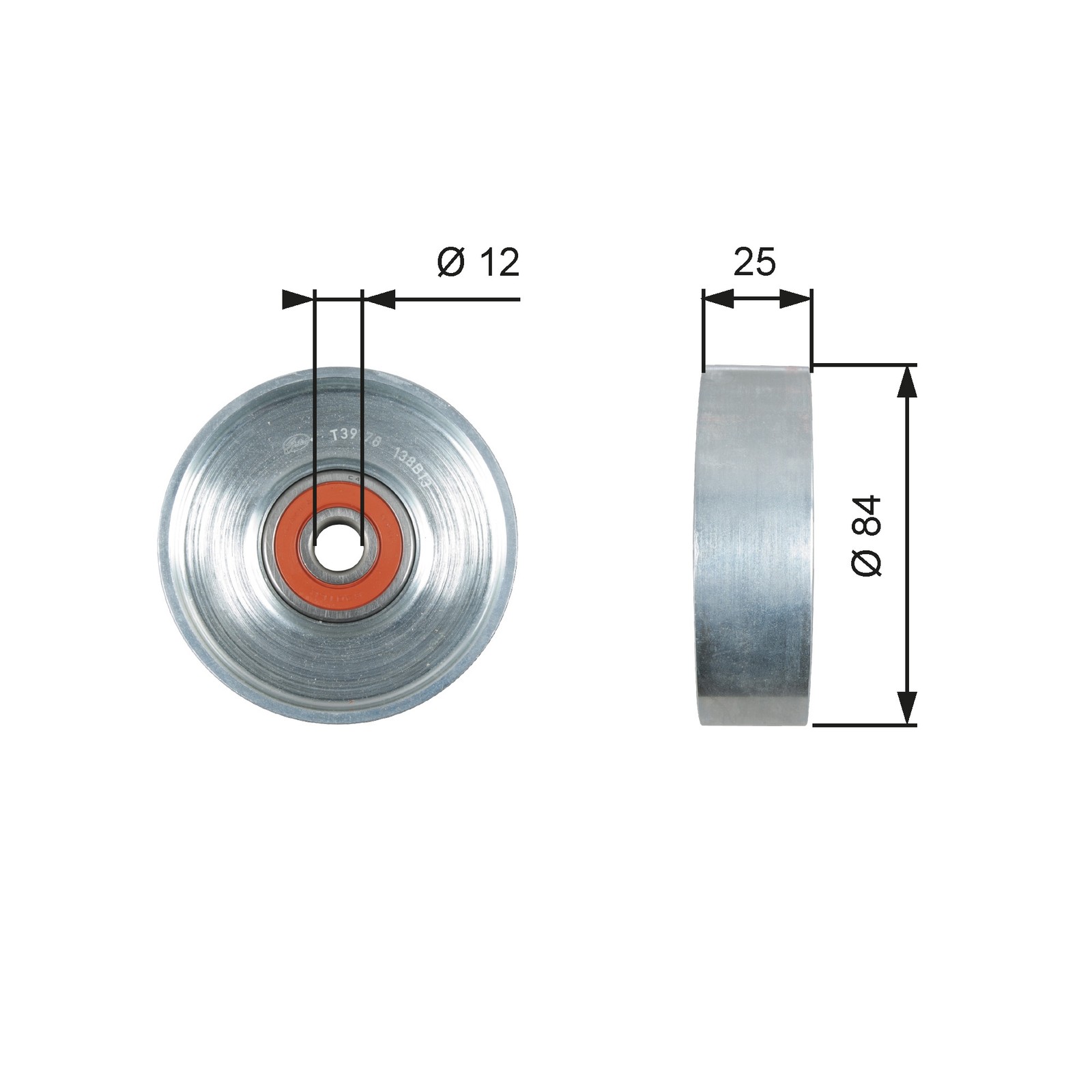 V-belt tensioner pulley T39178 GATES for NISSAN MICRA II ALMERA TINO PRIMERA - Image 21