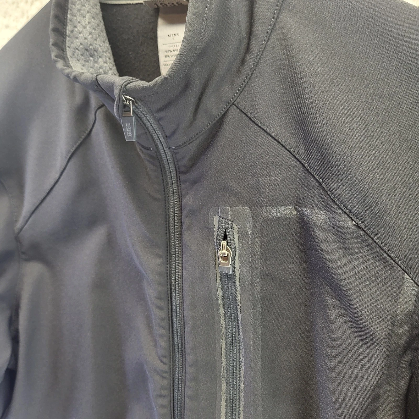 REI Jacket Mens Small Black Tech Softshell Full Zip Outdoor Windbreaker Hiking
