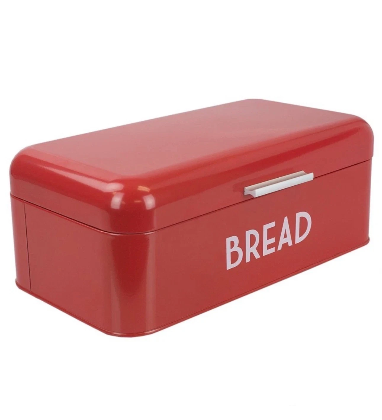 Bread Box Red Metal Storage Bin Container Retro Style 16”