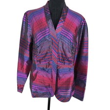 Coldwater Creek Silk Blend Zip Jacket Large Luxury Tailored Preppy Cocktail