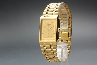 Vintage 1992 Seiko SX V701-5J20 Gold Rectangle Quartz Mens Watch