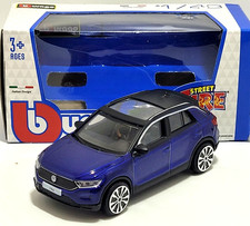 Burago Volkswagen T-Roc In Blue 1:43 Diecast Model Car Present New Boys Toys