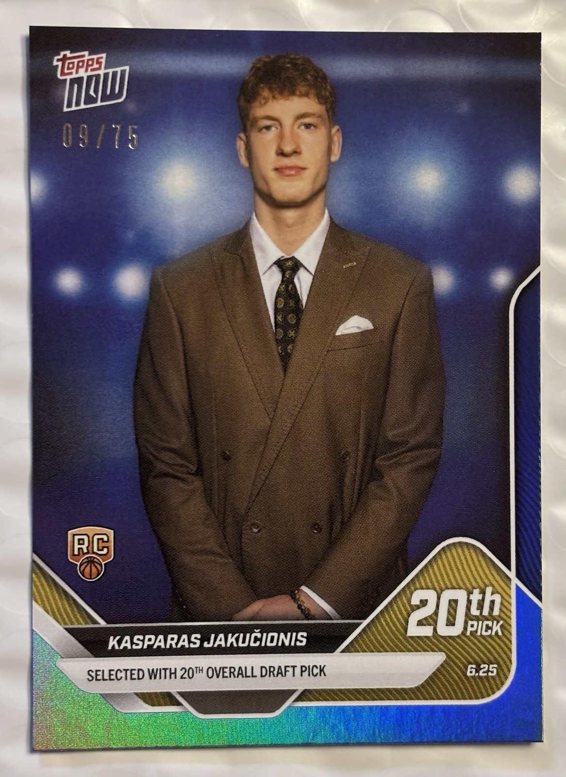 Kasparas Jakucionis - 2025 Topps NOW Basketball - Card D20 - Blue Foil 09/75 RC