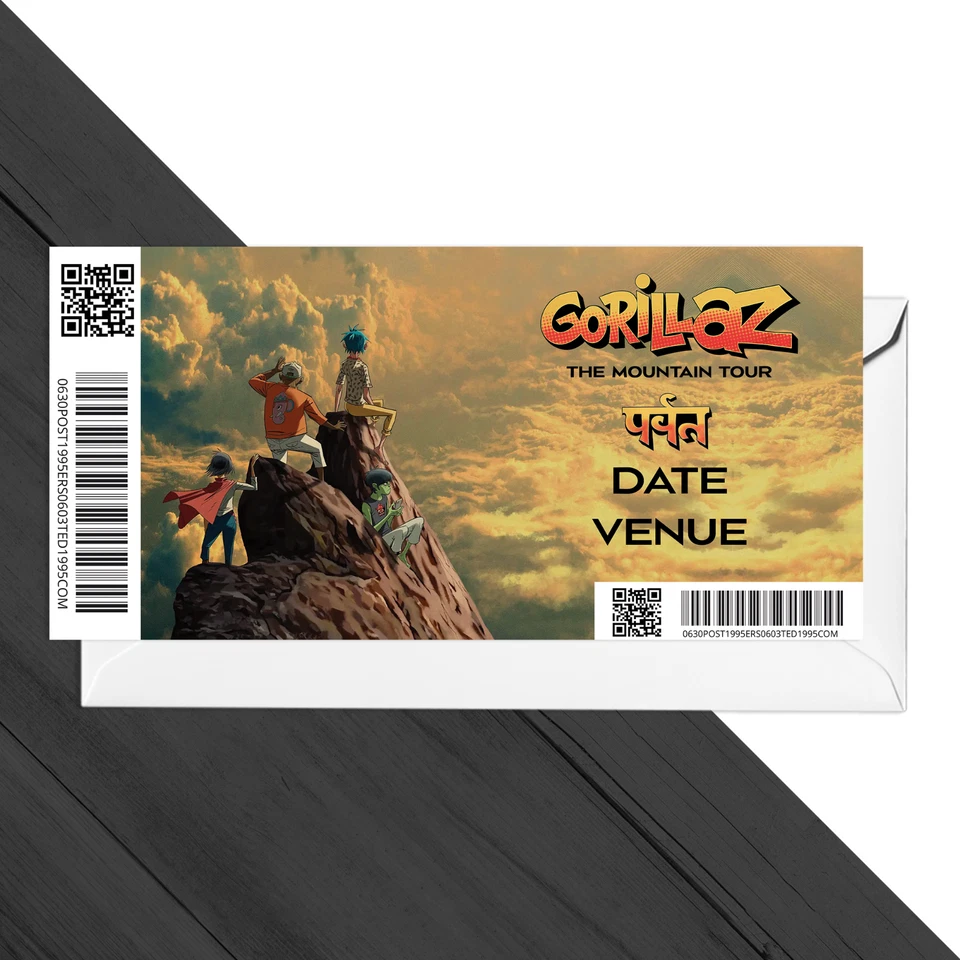 CUSTOM Gorillaz Ticket The Mountain Tour 2026 Personalised Keepsake Gift Reveal Ticket
