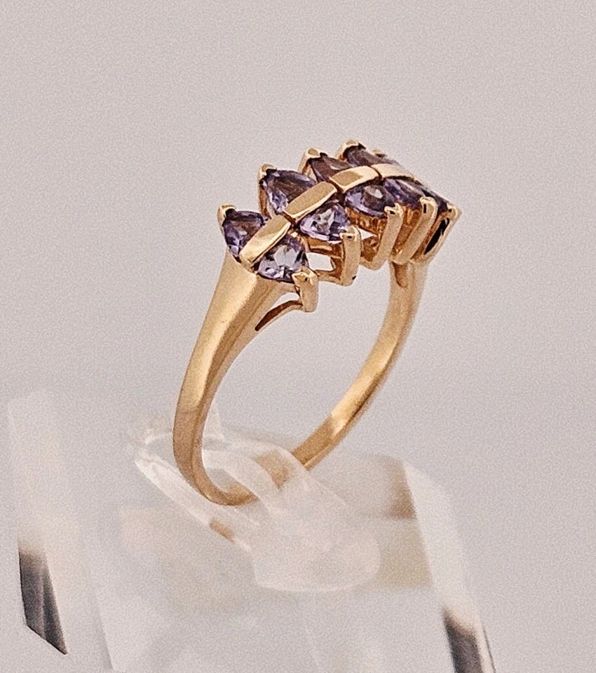 El 14k solid gold vintage approx .50 ct tw tanzanite ring sz 8 - Image 4 of 4