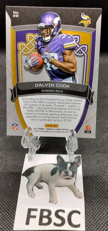 2017 Panini Rookies & Stars DALVIN COOK Rookie RC Blue Silver Prizm Vikings NFL  - Image 2 of 2