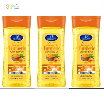 Dr. Davey Kurkuma Omega-3 Glow Körperöl, 200ml - alle Hauttypen 3er Pack