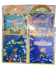 Kids Educational Carry Along Books Set 4 Themes Farm Pets Dinosaurs Vehicles