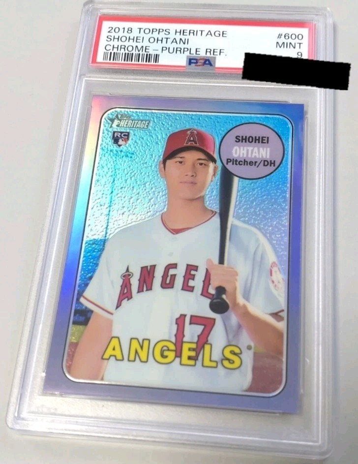 SHOHEI OHTANI 2018 TOPPS HERITAGE CHROME #600 PSA 9 MINT RC Purple Refractor
