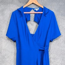 Whistles Abigail Frill Wrap Midi Dress Women's Size UK 16 Cobalt Blue Occasion