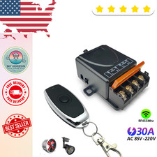 433Mhz Wireless Remote Control Switch AC 110V-240V 30A Relay Receiver Long Range