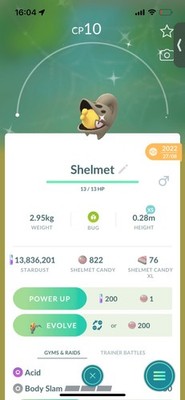 Pokemon Go Shiny Shelmet ( Stage 1 )