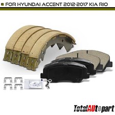 8pcs Brake Pads & Rear Brake Shoes for Hyundai Accent 2012-2017 Kia Rio Front
