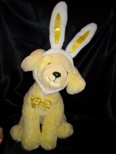 2020 FAO SCHWARTZ EASTER BUNNY EARS YELLOW LAB DOG w/BOW 16" SOFT STUFFED PLUSH