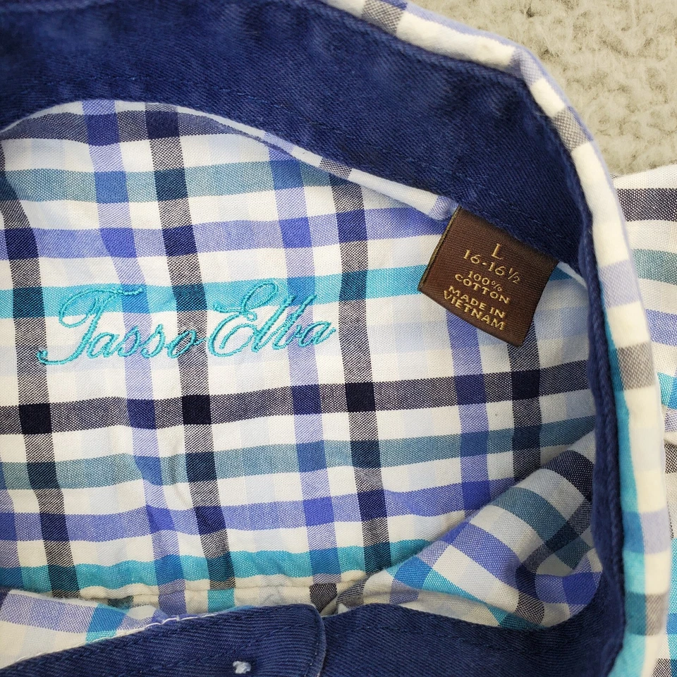 Tasso Elba Dress Shirt Mens Large Multi Plaid Long Sleeve Collared Button Down - Image 3 of 4