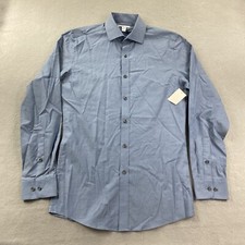 Bar lll Shirt Mens 14 - 14.5 Blue Button Up Slim Fit Stretch Cotton Casual