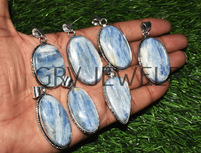 Marvelous!!! 5pcs Kyanite Gemstone Pendants Bulk Lot 925 Silver Plated Wh-115
