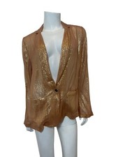 Forte_forte Sheer Lamé Blazer In Rose Gold Size 0/xs