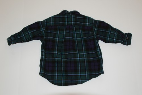 LAND END Navy Blue Green Black White Plaid Boys Corduroy Shirt Sz 12-18 mo - Picture 3 of 5