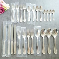 Christofle Malmaison 24pcs Silverplate Flatware Knife Fork Spoon Excellent