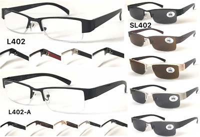 Halbrandlose Lesebrille ODER 100%UV Sonnenleser Metallgestell Kunststoffbügel R402