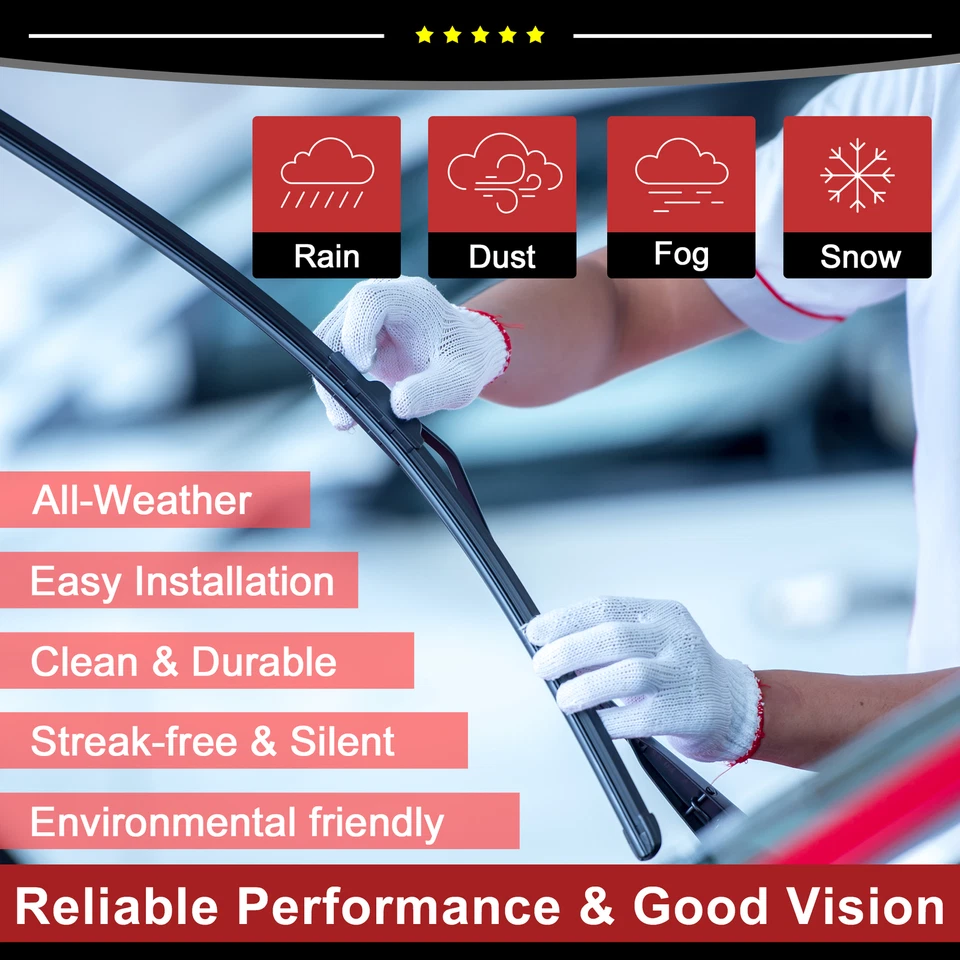 Piece of 3 Front Rear Windshield Wiper Blade Set Fit for Fiat 500X 2014-2023 - Image 2 of 4